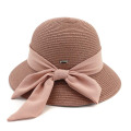 Large scarves bowtie summer straw hat